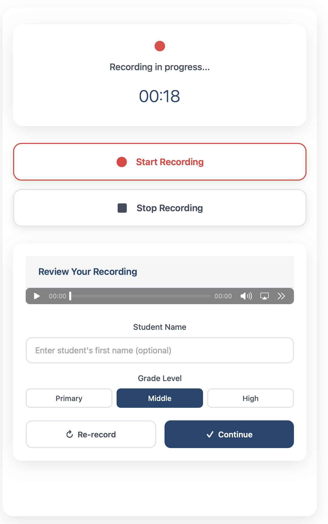 Puffin recording interface